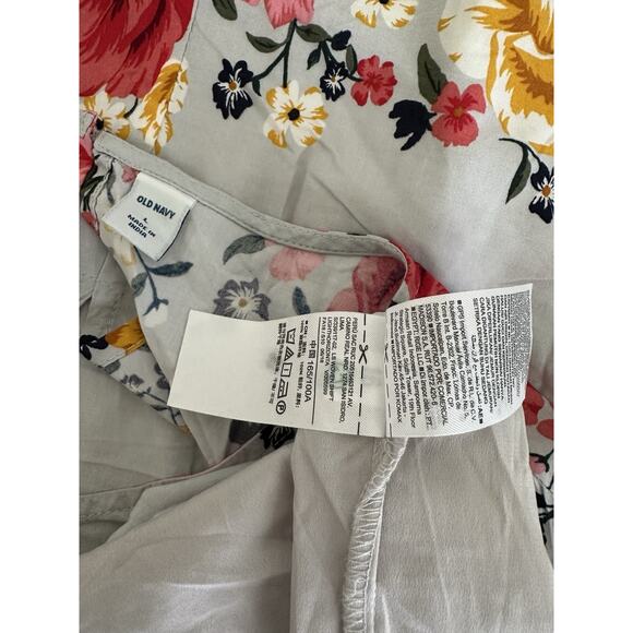 Old Navy floral flutter sleeve Size L red pink and yellow Maxi Dress - Picture 9 of 10